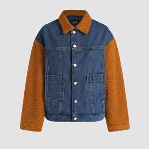 Denim and Brown Sherpa Jacket